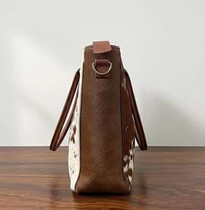 Sac fourre-tout en cuir pour la vente en gros, qualité boutique, style vintage, couleur unie, fermeture éclair, broderie, grande capacité - Product Image 4