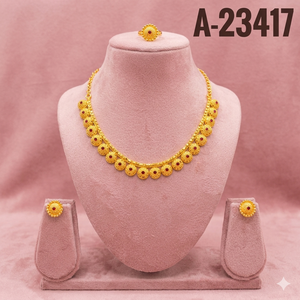 Gold Plated Zircon Floral Drop Necklace <b>Set</b> Earrings Adjustable <b>Ring</b> Traditional Wedding Engagement Party Trendy <b>Women</b> Fashion - Product Image 1