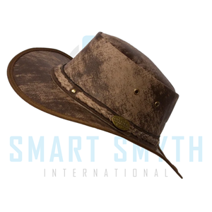 Chapeau de cowboy en cuir vieilli vintage, chapeau d'équitation western pour ranch, usage équestre extérieur avec logo personnalisé OEM ODM - Product Image 5
