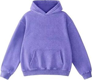 Sudadera con capucha para hombre, 450 g/m², de felpa francesa, con efecto desgastado por el sol y lavado a la piedra, corte holgado, estilo streetwear, personalizada, morada - Product Image 1