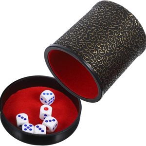 Gobelet à dés de luxe en cuir PU avec tissu en velours, forme cylindrique, sans jeu de dés inclus, pour jeux de société et activités de jeu, accessoire - Product Image 1