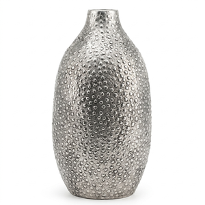 Jarrón de Metal Plateado en Espiral Radial Hecho a Mano - Centro de Mesa Floral Moderno de Aluminio Martillado para Decoración de Hogar de Lujo y Mesas de Boda - Product Image 1