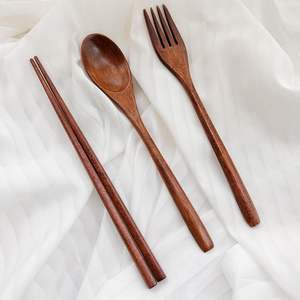 Ensemble d'ustensiles de cuisine en bois naturel avec spatule, louche et cuillère de service pour la cuisine - Product Image 2