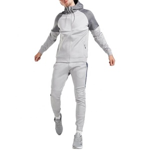 Sudadera con capucha de bloque de color para hombre, chándal de dos piezas con logotipo personalizado, moda de otoño e invierno, 2021OEM - Product Image 1