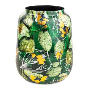 Vase rond en céramique Linea Exports Inc. avec motif floral violet, finition brillante, style bohème fait main, décoration de table - Product Image 5