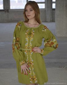 Nouvelle collection été 2024 : Robe longue trapèze décontractée et moderne pour femme, personnalisable, en coton, avec nœuds, broderies ajourées et manches bouffantes. - Product Image 3