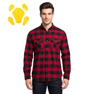 Camisa de Motociclista de Franela Roja Unisex Antiarrugas Ignífuga % Algodón Equipo de Protección para Motociclistas de Verano - Product Image 1