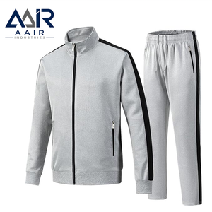Ensemble de survêtement noir pour homme, veste zippée intégrale et pantalon à taille élastique, respirant, grande taille, vêtements de sport décontractés - Product Image 6