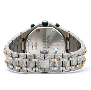 Montre Moissanite élégante en or jaune bicolore Montre diamant tendance Cadeau Testeur de diamant montre moissanite de qualité VVS - Product Image 5