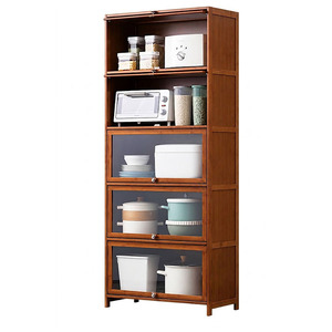 Meuble de rangement moderne en bois pour salon, buffet avec étagères et porte vitrée, armoire de rangement avec porte - Product Image 1