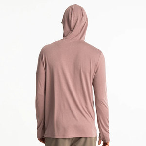 เสื้อฮู้ดแขนยาวผู้ชาย UPF 50 สีพื้น ป้องกันรังสียูวี ป้องกันแสงแดด ผลิตจากโพลีเอสเตอร์ เสื้อพูลโอเวอร์สำหรับตกปลา รุ่น 2027 - Product Image 2