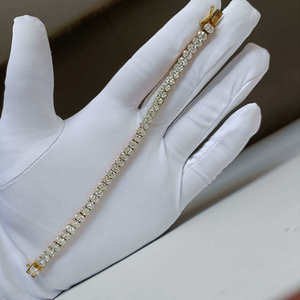 Bracelet tennis en moissanite, argent 925 plaqué or, rond brillant, bijoux unisexe pour fête, mariage, cadeau - Product Image 1