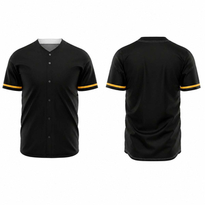 Camiseta de Béisbol Negra Personalizada para Hombre, Manga Corta, Impresión Sublimada, Absorbe la Humedad, Corte Regular, Ropa para Todas las Temporadas - Product Image 4