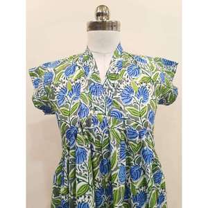 Women <b>Boho</b> Floral Midi <b>Dress</b> Cap Sleeve V Neck Loose Fit <b>Summer</b> Casual <b>Dress</b> Supplier - Product Image 4