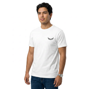 T-shirt blanc à manches courtes pour homme avec logo, coupe classique, col rond, jersey en coton imprimé - Product Image 2
