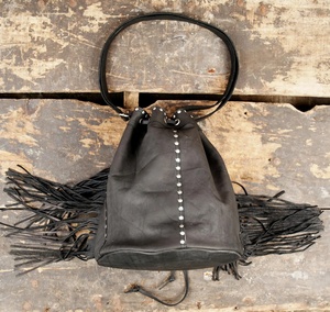 Premium Genuine Leather Fringe Handbag for Women – Vintage Boho Style Shoulder <b>Bag</b> with Tassels & <b>Studded</b> Detail - Product Image 6