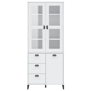 Solid <b>Wood</b> <b>Pine</b> VIKEN Highboard 31.5"x15.7"x74.8" <b>Kitchen</b> <b>Cabinets</b> in White - Product Image 4