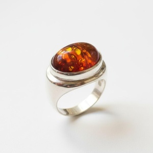 Bague unisexe en argent sterling 925 avec ambre baltique naturel, faite à la main, bijoux en pierres précieuses pour la vente en gros - Product Image 3