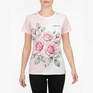 T-shirt à fleurs colorées pour femmes, manches courtes, col rond, coupe régulière, jersey imprimé, haut décontracté à la mode, vêtements décontractés respirants - Product Image 4