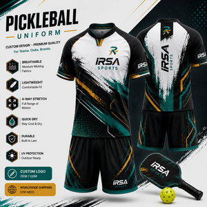IRSA SPORTS Men's Sublimated Pickleball Jersey Set V-Neck Short Sleeve Moisture Wicking <b>Athletic</b> Uniforms - Product Image 4