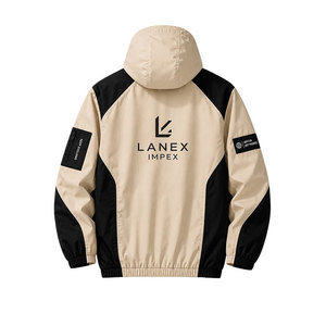 Custom Beige Black Hooded Windbreaker <b>Jacket</b> Lightweight Waterproof Outdoor <b>Jacket</b> <b>Men</b> Sports Running Hiking Windbreaker Coat - Product Image 3