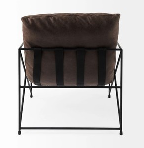 Modern Metal Frame Living Room Chair with Brown Cushion Minimalist Design Leisure <b>Armchair</b> for Home Furniture - Product Image 5