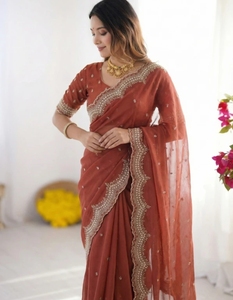 Sari de Georgette Bordado al Estilo Bollywood KV - Product Image 5