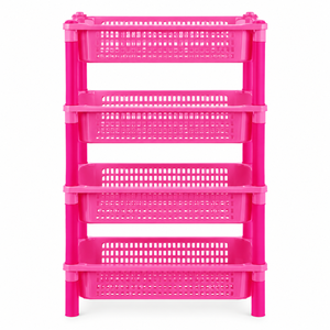 Plateau à légumes à roulettes détachable en plastique PP écologique à 4 niveaux pour rangements de cuisine et organisation de bureau - Product Image 3