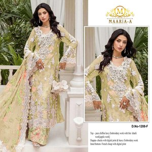 Conjunto de Kurti y Dupatta sin coser estilo Anarkali de seda Georgette multicolor bordado hasta la rodilla para fiesta, marca SIE - Product Image 3