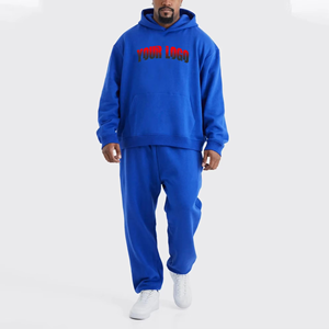 Conjunto de Sudadera con Capucha y Pantalones de Chándal de Felpa 100% Algodón, Oversize, con Hombros Caídos y Cordón Ajustable, Estilo Urbano, Novedad 2026 - Product Image 3