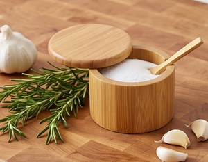 Elegant Salt And Pepper Bowl <b>Set</b> Stylish Wooden Kitchenware Sugar Jar Container Perfect <b>Dinnerware</b> Tabletop Accent - Product Image 5
