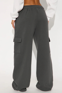 Women Wide Leg Cargo Sweatpants Loose Fit Cargo Jogger Pants Women High Waist Drawstring Cargo Sweatpants Women Baggy Cargo Pant - Product Image 2