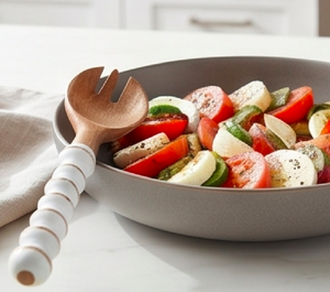 Ensemble de cuillères à salade en bois avec manches perlées blanches, design nordique, couverts en bois naturel pour la restauration, le camping et l'hôtellerie - Product Image 6