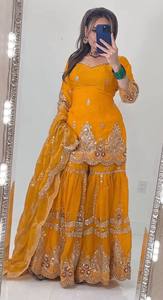 Nuevo Diseño de Sharara Dupatta con Bordado de Lentejuelas de 5mm, Reversible, Elástico, de Secado Rápido, Sin Arrugas, para Fiestas Tradicionales - Product Image 3
