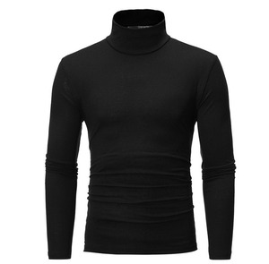 <b>Men's</b> White <b>Turtleneck</b> Long Sleeve Slim Fit Pullover Knitted Cotton Spandex Casual Autumn Wear Breathable Solid Color <b>Top</b> - Product Image 3