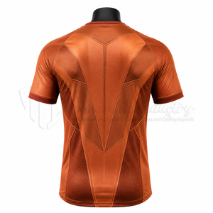 Camiseta de Fútbol Personalizada Unisex Naranja de Manga Corta con Estampado Geométrico Sublimado, Absorbente de Humedad, Ajustada, 100% Poliéster Antibacteriano - Product Image 2