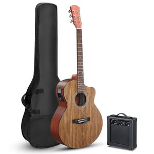 KMA201 41-Inch Walnut <b>Top</b> Acoustic Guitar with Matte Binding Includes 15W Amplifier Tuner Bag <b>Strings</b> and Other Accessories - Product Image 1