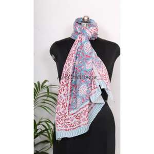 Wholesale Cotton Block Printed Sarong Pareo Bikini Cover Up <b>Large</b> Beach Wrap <b>Scarf</b> Women Summer Clothing - Product Image 3