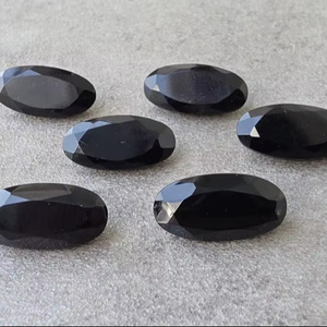 Ónix Negro Natural Facetado en Forma de Pera, Gran Forma Ovalada, Calibrado, Joyería al por Mayor, Piedra Preciosa Suelta - Product Image 1