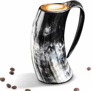 Chope à bière artisanale en corne de buffle 20oz, style américain antique, sculptée avec poignée, article cadeau personnalisé - Product Image 2
