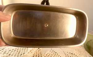 <b>Vintage</b> Mid Century Modern Stainless Steel Butter Dish with Underplate. - Product Image 6