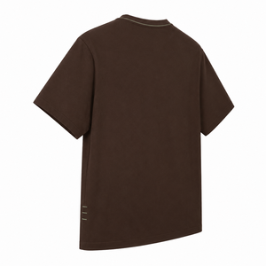 Wholesale Chocolate <b>Brown</b> Cotton Crew Neck T <b>Shirt</b> with Minimal Hem Detail Custom Short Sleeve <b>Mens</b> Casual Wear Supplier - Product Image 4