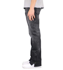 Pantalones Vaqueros Rectos de Mezclilla Color Gris Lavado para Hombre, con Cierre Lateral en la Parte Inferior, Pantalones para Hombre Alto - Product Image 3