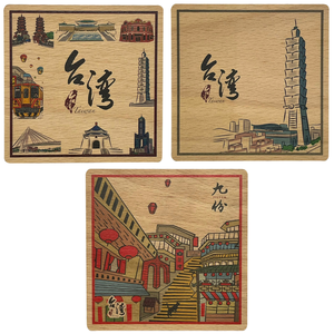 Aimant de réfrigérateur en bois, souvenir du paysage du quai des pêcheurs de Tamsui - Product Image 2