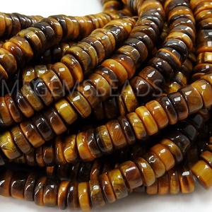 ลูกปัดหินธรรมชาติทรงล้อรถ ขัดเงา สีน้ำตาลตาเสือ ขนาด 16 นิ้ว สำหรับทำเครื่องประดับ PMEGEMSBEADS 0.5 มม. - Product Image 2