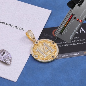 <b>Mens</b> 14 <b>Pendant</b> Necklace 925 <b>Silver</b> Moissanite Certified Diamond Iced Round Number Charm Hip Hop Jewelry Lightweight <b>for</b> <b>Men</b> - Product Image 2