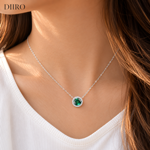 สร้อยคอจี้เงินแท้ 925 ทรงกลมประดับพลอยสีเขียว สไตล์มินิมอลสำหรับผู้หญิง ใส่ได้ทุกวัน เครื่องประดับมอยส์ซาไนต์ - Product Image 4