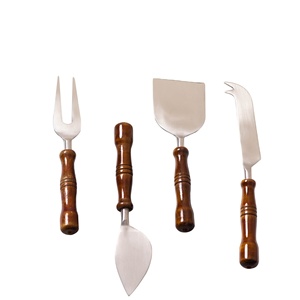 Premium Stainless Steel Cheese Knife <b>Set</b> with <b>Wooden</b> Handle Perfect for Slicing Spreading Cutting and Serving Cheese - Product Image 1