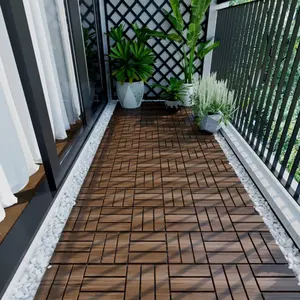 Dalles de terrasse en bois d'acacia contemporaines, antidérapantes, à emboîtement - Product Image 1