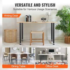 28นิ้วสีดำปรับขาโต๊ะเหล็กเสริมแรงรับน้ำหนักได้1200ปอนด์การติดตั้งอย่างรวดเร็ว DIY ขาเฟอร์นิเจอร์ - Product Image 5